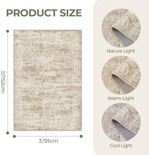 3x5 Rug for Entryway,Washable Area Rug,Brown - Image 2