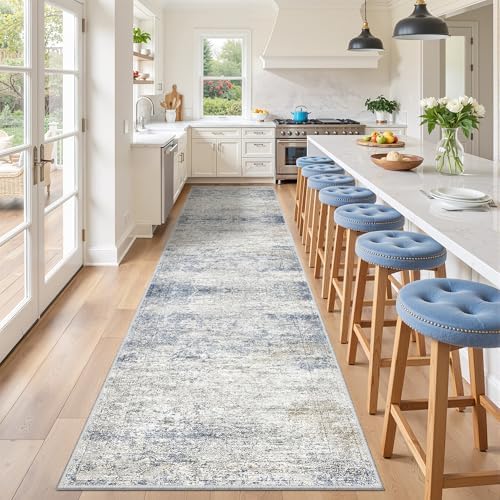 3x12 Runner Rug Non Slip,Washable Hallway Runner Rug,Blue - Image 5