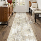 RELEANY Washable Runner 2'x10' Abstract Area Rug for Hallway Neutral Brown by RELEANY
