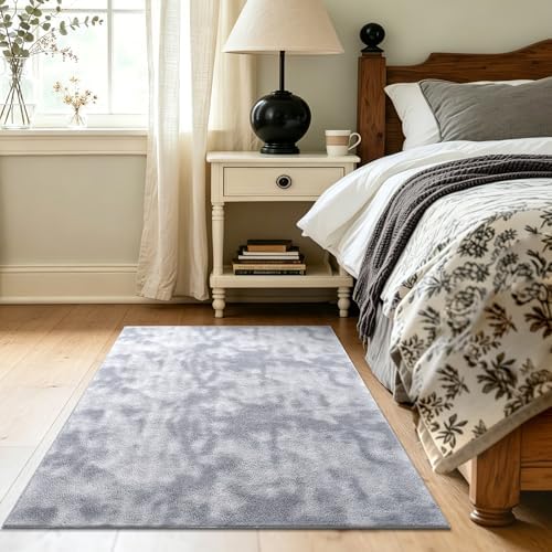 3x5 Tie-dye Light Grey Area Rug Washable Non-Slip Soft for Bedroom Kitchen - Image 4
