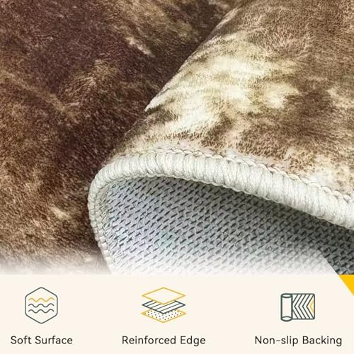 RELEANY Washable Runner 2'x8' Abstract Area Rug for Hallway Brown Tan - Image 4