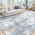 RELEANY Washable 8'x10' Abstract Area Rug for Living Room Light Blue by RELEANY