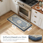 Collive Cushioned Anti Fatigue Kitchen Mats Boho Blue Kitchen Rugs, 20"x39" - Image 2