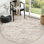 Round Area Rug Living Room: 5 ft Modern Washable Indoor Carpet by FXRHLP