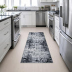 2x6 Washable Runner Rug：Modern Abstract Soft Carpet Dark Black - Image 4