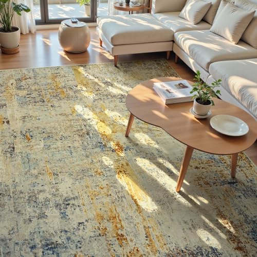 Ompaa Living Room Rug 8x10 Beige Area Rugs Machine Washable Abstract Boho Large Carpet Non-Slip Non-Shedding Faux Wool Indoor Vintage Rug for Bedroom, Classroom, Dining Room, Kids Playroom - Image 3