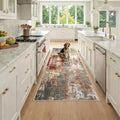 RELEANY Washable Runner 3'x7' Abstract Area Rug for Hallway Rustic Brown by RELEANY