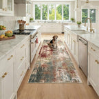RELEANY Washable Runner 3'x7' Abstract Area Rug for Hallway Rustic Brown by RELEANY