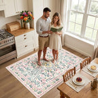 PLHXFR Area Rug Living Room: 3x5 Floral Washable Boho Carpet Pink Green - Image 3