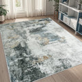 5x7 Area Rugs for Living Room Washable Bedroom Dining Room Black Gold by Aelenmu