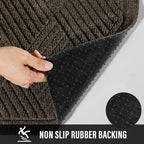 HIYARD Sturdy Front Door Mat, Absorbent Muddy Dirt Resist Welcome Door Mats Outdoor Indoor, Stain and Fade Resistant, Non-Slip Rubber Backing Low Profile Doormat for Entryway, 30×17, Brown - Image 3