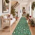 Madane Christmas Runner Rugs for Hallway 2x10, Green Washable Kitchen Rug by Madane