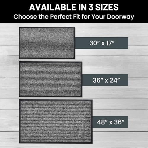 Front Door Mat, Indoor Outdoor Welcome Muddy Doormat, 30x17 Battleship Gray - Image 5
