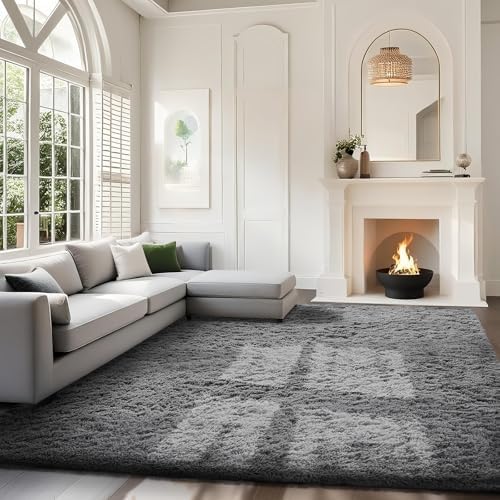 Ophanie 7x9 Area Rugs,Upgrade Non-Slip Fluffy Soft Rugs for Living Room,Large Shag Grey Fuzzy Plush Rug,Gray Shaggy Big Carpets for Bedroom,Kids Boys Girls Dorm Decor with Over 99 pcs Pile fibers - Image 3