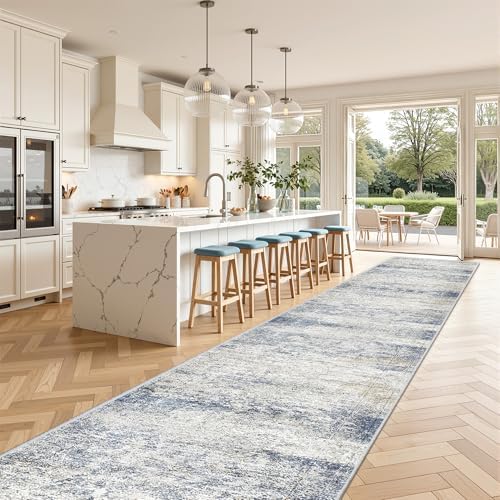 3x18 Runner Rug Non Slip,Washable Hallway Runner Rug,Blue - Image 3