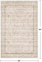 Farmhouse Bathroom Rug 2x3 Beige, Machine Washable Small Non Slip Indoor Entryway Area Rug, Low Pile Thin Neutral Vintage Design for Bedside, Kitchen - Image 2