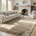 5x7 Fluffy Shag Area Rugs for Living Room Bedroom: Soft Carpet Gray Camel by CarpetAddColortoYourLife