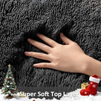 Ophanie Runner Rug for Hallway, 2x7 Washable Non-Slip Fluffy Soft Bedside Rugs, Bedroom Living Room Shaggy Carpet for Kids Girls Boys Dorm Nursery Decor Aesthetic, Black with Over 99 pcs Pile fibers - Image 3