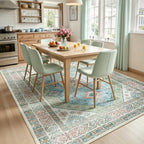 Lofus Living Room Rugs 5x7, Boho Sage Green and Light Blue Washable Carpet - Image 3
