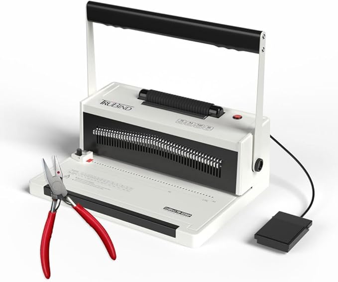 TruBind Coil Binding Machine with Electric Coil Inserter and Foot Pedal | 20 Sheet Punch Capacity | Bind up to 440 Sheets | 46 Fully Disengageable Dies | 4:1 Pitch | 2-Year Warranty