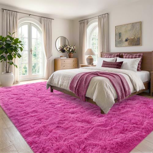 Noahas 5x7 Hot Pink Fluffy Soft Area Rug Non-Slip for Kids Bedroom Nursery - Image 3