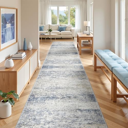 3x18 Runner Rug Non Slip,Washable Hallway Runner Rug,Blue by Restydon