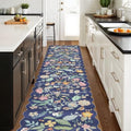 Washable 2'6x12 Hallway Runner Rug: Entryway Non Slip Floral Rug Farmhouse Soft Stain Resistant Carpet for Kitchen Bathroom Bedroom Low Pile Pet Friendly Floor Mat for Living Room(2'6x12/Purple) by HYHAOYUNLAI