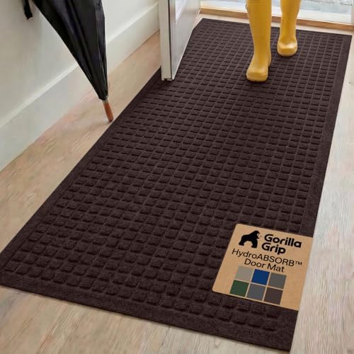 GORILLA GRIP® HydroABSORB Door Mat for Indoor Outdoor Use, 72x24 Coffee by GorillaGrip