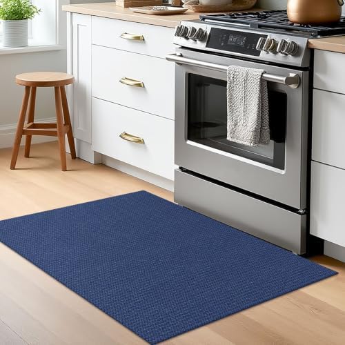 EARTHALL Washable Entryway Rug, Non Slip Doormat, 2x3 Ft, Heathered Blue - Image 2