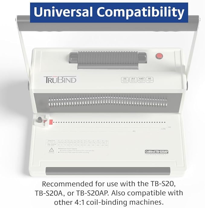 TruBind 20mm (3/4 in.) Spiral Binding Coils for Reports, Presentations and Proposals | 4:1 Pitch | 12 in. Length | Black | 172 Sheets Binding Capacity | 50 Pack
