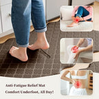 Arenarug Upgrade Scalloped Kitchen Mats for Floor 2PC, Brown Kitchen Rugs - Image 3