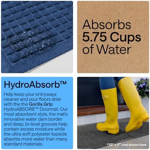 GORILLA GRIP® HydroABSORB Door Mat for Indoor Outdoor Use, 35x23 Blue - Image 3