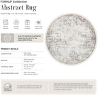 Round Area Rug Living Room: 8 ft Modern Washable Carpet Brown - Image 2