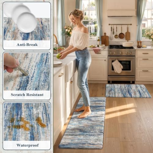 KIMODE Kitchen Mats for Floor Anti Fatigue,Farmhouse Kitchen Rugs Sets of 2 - Image 6