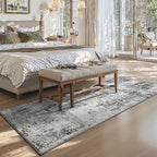 3x8 Grey Rug Runners for Hallways Kitchen Runner Rug Non Slip Washable Black Long Runner Rugs with Rubber Backing Soft Abstract Carpet Runner for Bedroom, Kitchen, Bathroom, Entryway - Image 3