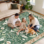 SameBed 3x5 Area Rug Living Room, Vintage Washable Carpet Brown Green - Image 4