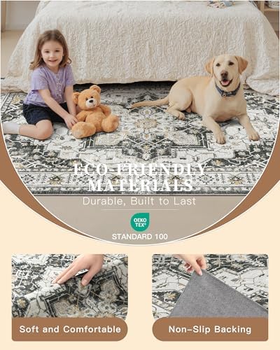 Madane 4x12 Wide Hallway Runner Rug Washable for Living Room, Black - Image 5