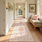 RELEANY Washable Area Rug, Runner 2'6"x14', Pink/Light Pink/Colorful by RELEANY