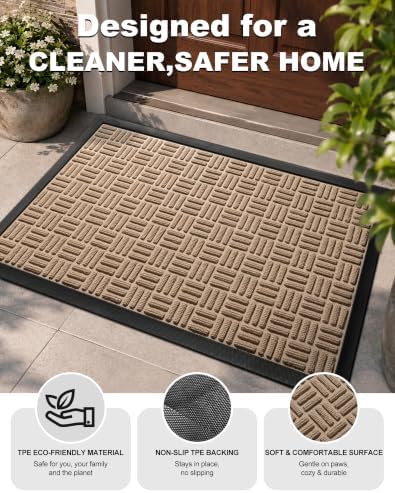 Mibao Front Door Mat Outdoor Entrance, 71" x 24" Heavy Duty Welcome Mat for Outdoor and Indoor, Waterproof Dirt Trapper Doormat, Super Absorbent Indoor Entryway Mat for Patio & Porch - Beige - Image 6