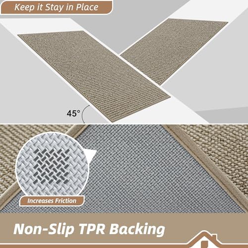 BEQHAUSE Dirt Trapper Door Mat 24" x 36", Non-Slip Washable, Light Beige - Image 6