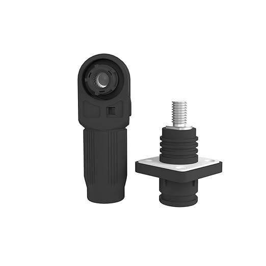 350A Battery Energy Storage Connector, 120mm² High Current Connectors IP67 Waterproof Stud Wiring Power Adapter Quick Plug Terminal Right Angle Plug and Socket (1500V Black)