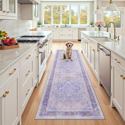 RELEANY Washable Area Rug, Runner 2'x7', Purple - Image 2