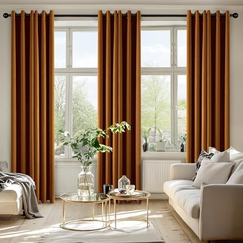 MIULEE Blackout Curtains for Bedroom 2 Panels 40 x 72 Inch Long Gold Brown - Image 6