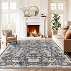 Amada 5x7 Washable Area Rug for Living Room, Blue/Brown, Vintage Pattern by AMADAHOMEFURNISHING