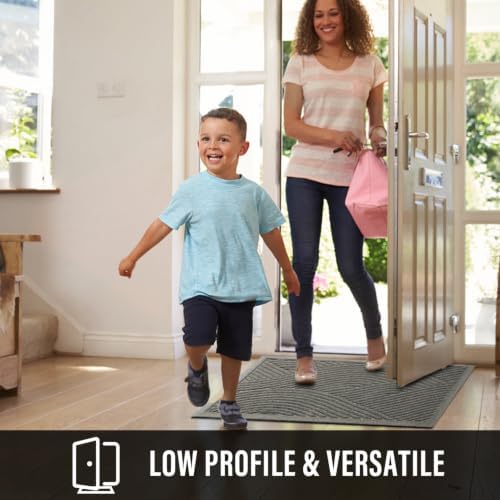 HIYARD Sturdy Front Door Mat, Absorbent Muddy Dirt Resist Welcome Door Mats Outdoor Indoor, Stain and Fade Resistant, Non-Slip Backing Entry Mat Low Profile Doormat for Entryway, 29×17, Light Grey - Image 5