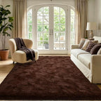 6x9 Large Brown Fluffy Soft Area Rug Non-Slip for Living Room Bedroom - Image 2