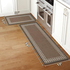 Kitchen Rugs Set of 2, Kitchen Mats for Floor,17x30+17x59 Brown - Image 2
