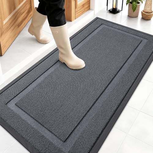 OLANLY Front Door Mat Outside 47x23, All-Season Heavy-Duty Rubber Doormat by OLANLY