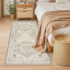 Madane Washable Runner Rug 3x6 Runners for Hallways Non Slip, Ivory/Brown - Image 2