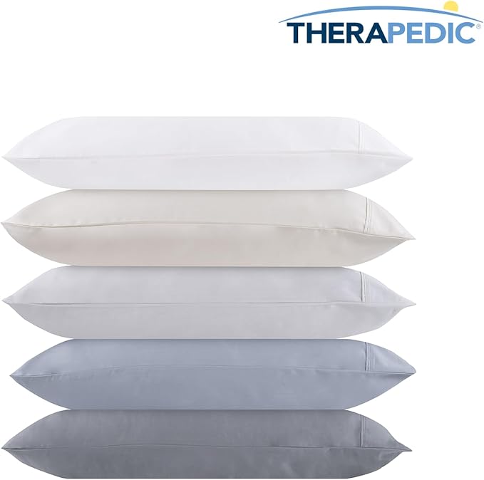 Therapedic 1000TC King 6-Piece Sheet Set - 100% Organic Rayon Derived from Bamboo Blend with Cooling Fiber, Ideal for Hot Sleepers - 16" Deep Pocket Fitted Sheet, Bonus Pillowcases - Dark Grey